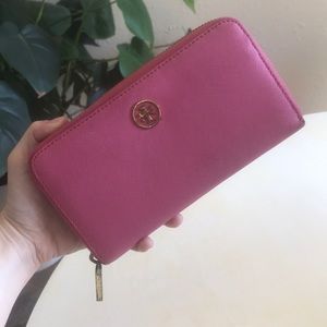 Tory Burch Small Logo Continental Wallet Pink Rose